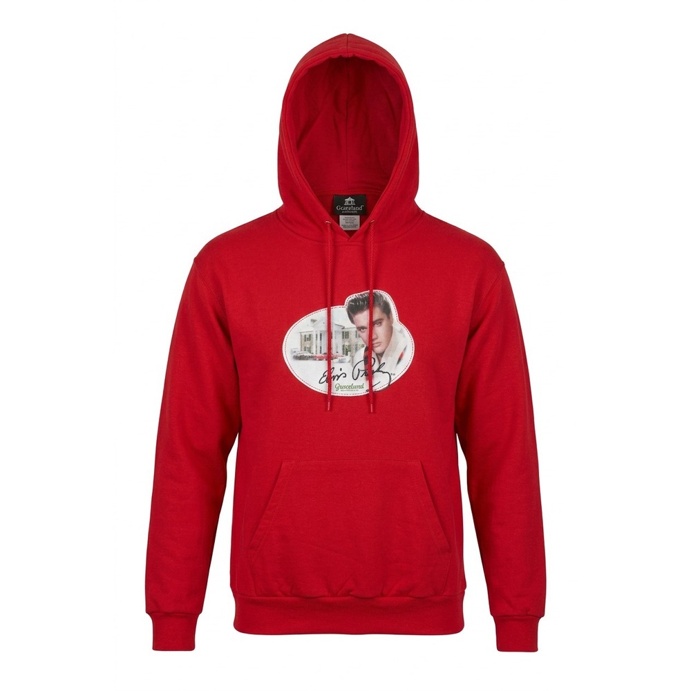 Graceland Elvis Presley Hoodie Men's XL Red Graphic Pullover Sweatshirt Official